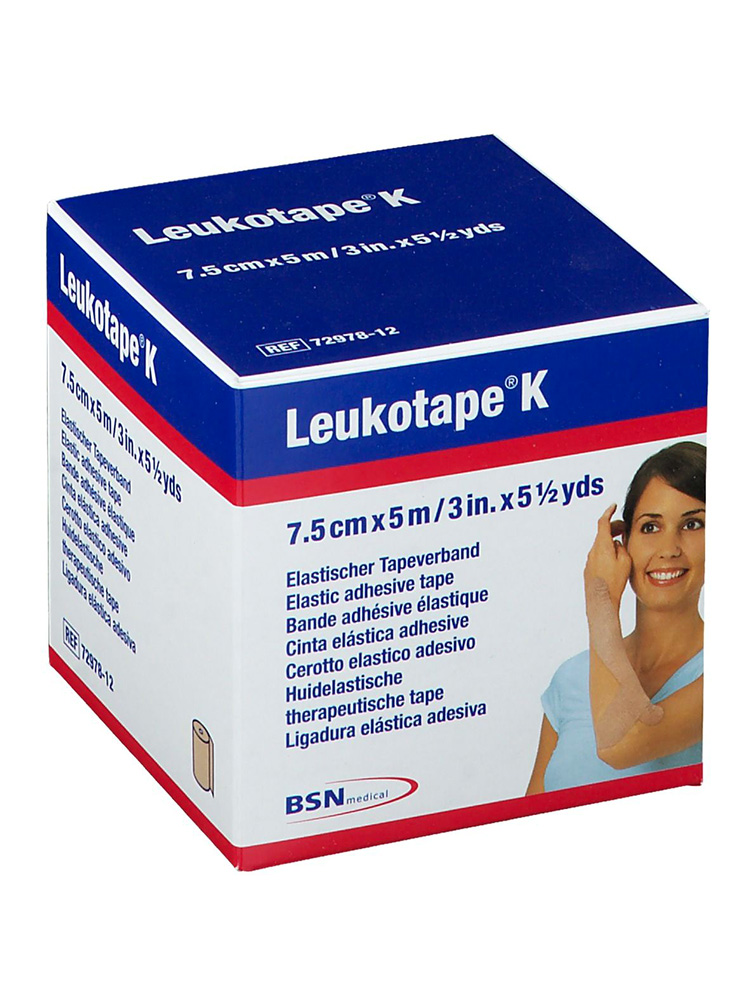 Bandes adhésives Leukotape K rouge 5 m x 7,5 cm - Boîte individuelle - Couleur : Rouge